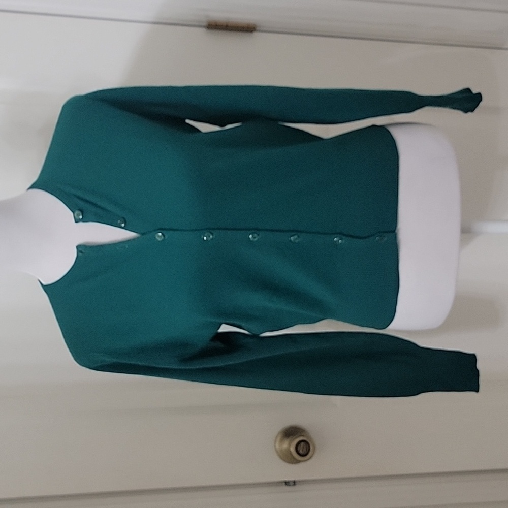 Lyle and Scott Unsized (S/M) Green Vintage 100% Cashmere Cardigan Sweater